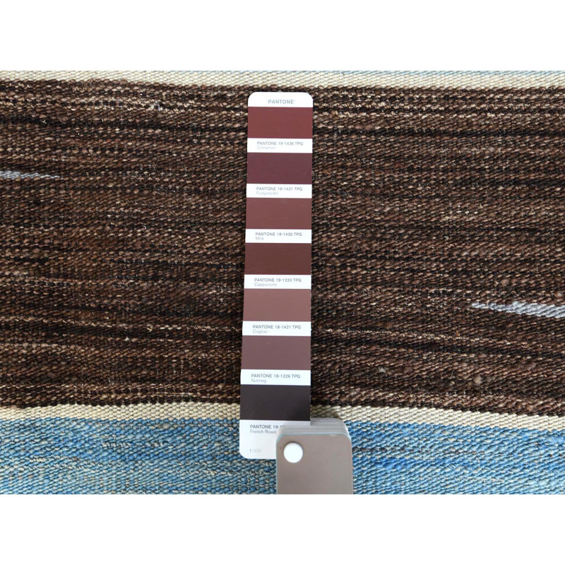 Tapis kilim tissé à la main brun et bleu 8 pi 2 po x 10 pi 1 po 3B53F5B437E04795BC2BF07539CAD401
