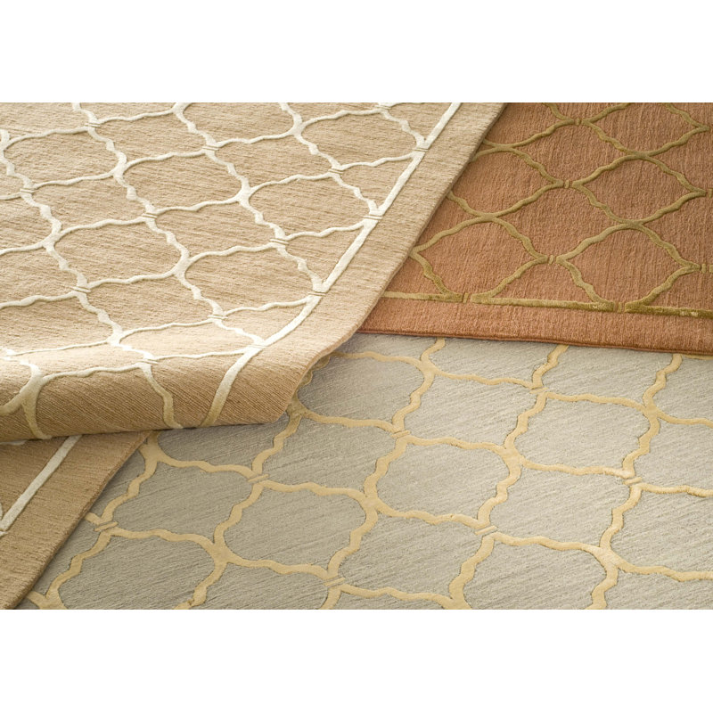  Tapis tibétain en laine / soie champagne noué à la main, Rectangle 9 pi x 12 pi