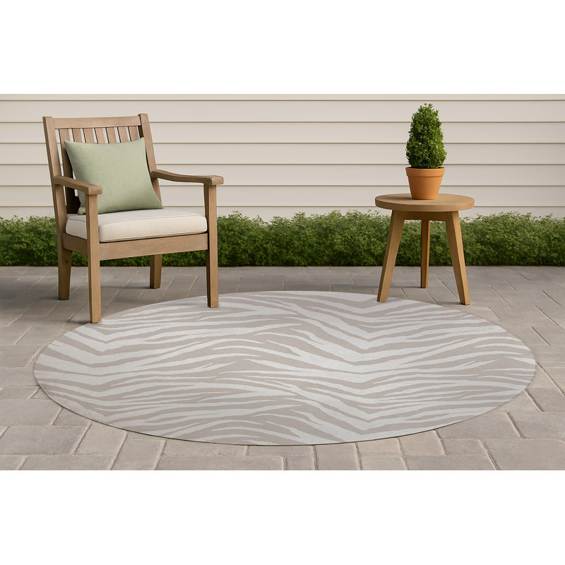 Tapis d'extérieur antidérapant à motif zébré, Rond 5 pi