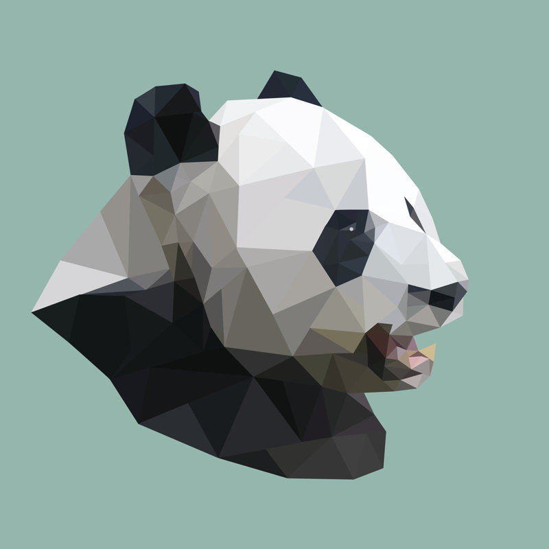 Polygonal Panda by Plalek - Wrapped Canvas Print, 30cm H x 30cm W