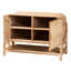 Armoire de rangement bohémienne en rotin naturel à 2 portes