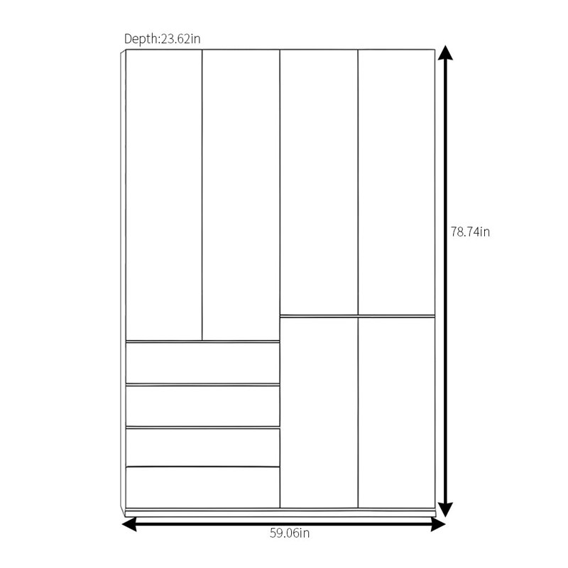 Garde-robe simple de couleur unie, H 78,74 po x l 59,06 po x P 23,62 po