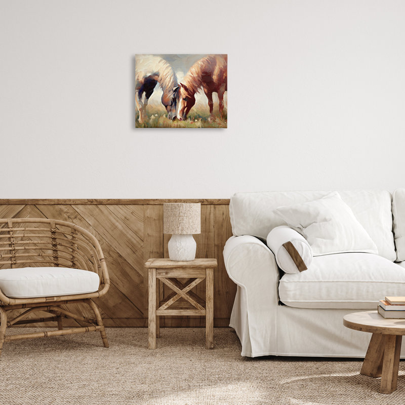 «Horses Touching Nose», art mural sur toile par Ramona Murdock, H 30 po x l 40 po
