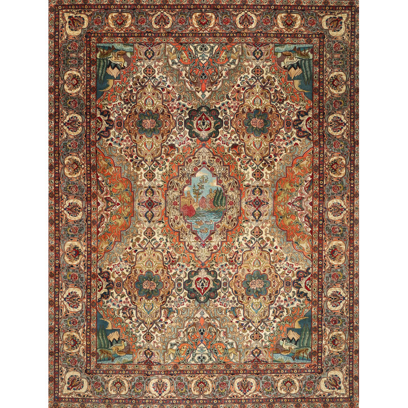 Tapis brun à motif oriental, Rectangle 7 pi x 10 pi