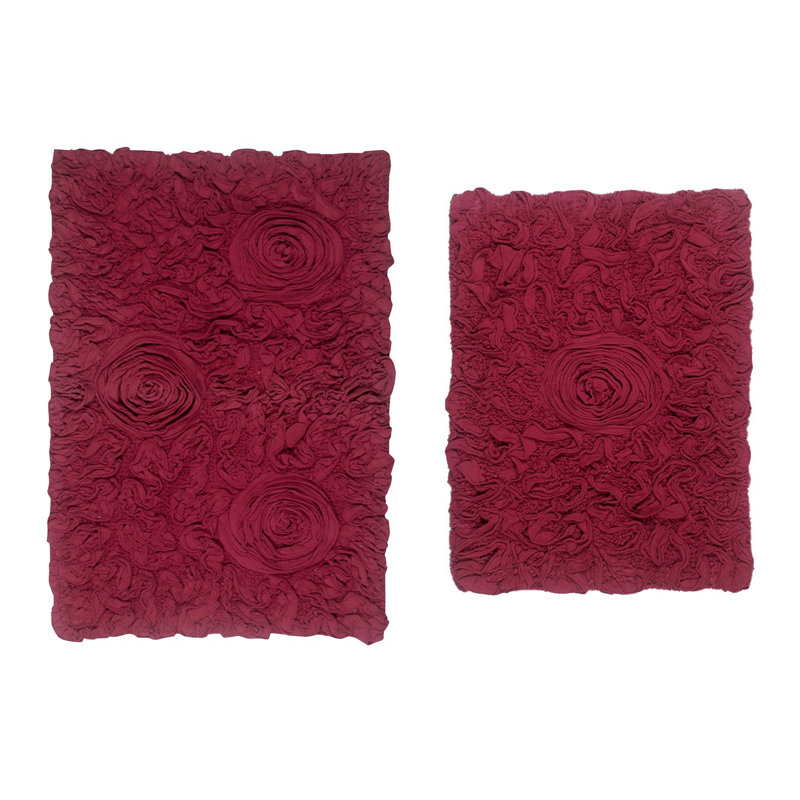 Tapis 100% coton lavable à la machine de la collection Bell Flower (ensemble de 2), L 17 po x L 24 po, l 21 po x L 34 po