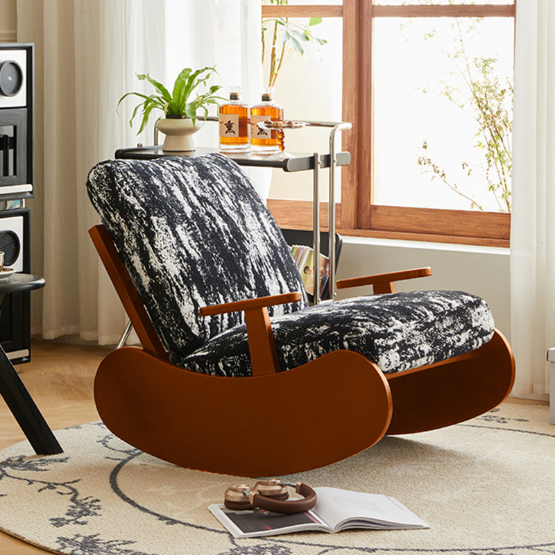 Chaise berçante en bois massif, Brun