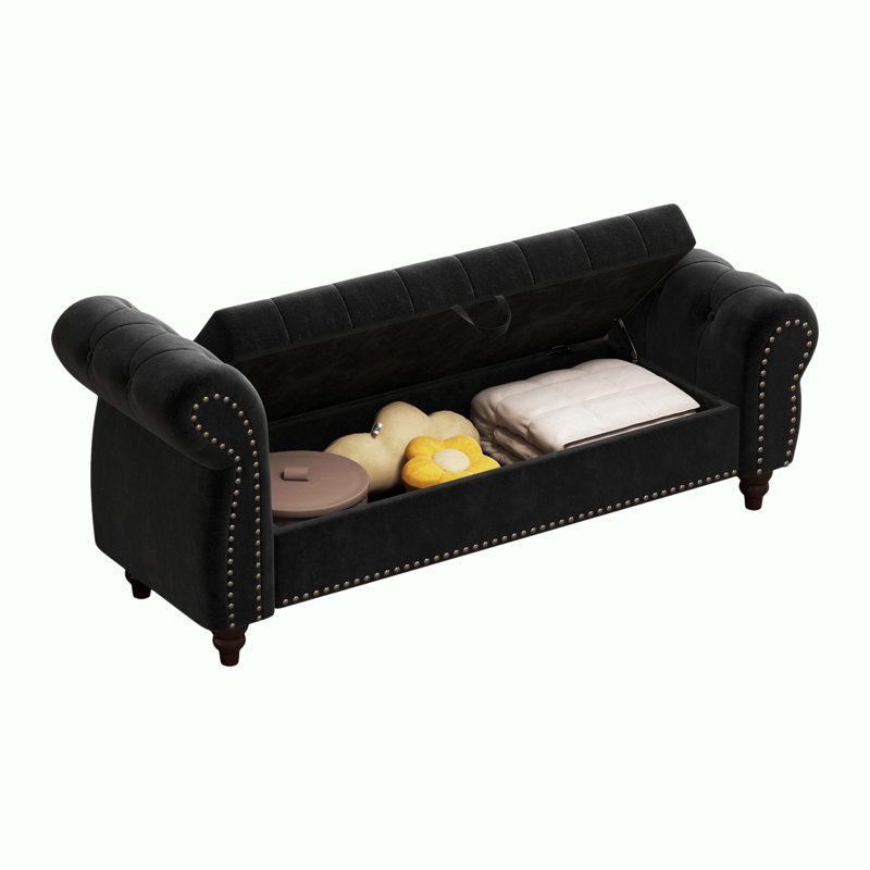 Banc de rangement 64,5 po InchNails, Noir, noir, noir, noir