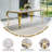 7-Piece Dining Table Set, Marble Veneer MDF Dining Table, With 6 Velvet Dining Chairs-84296854-78496973