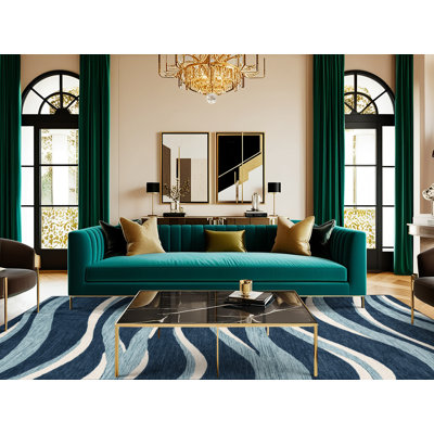 Tapis nautique à motif de vagues lavables