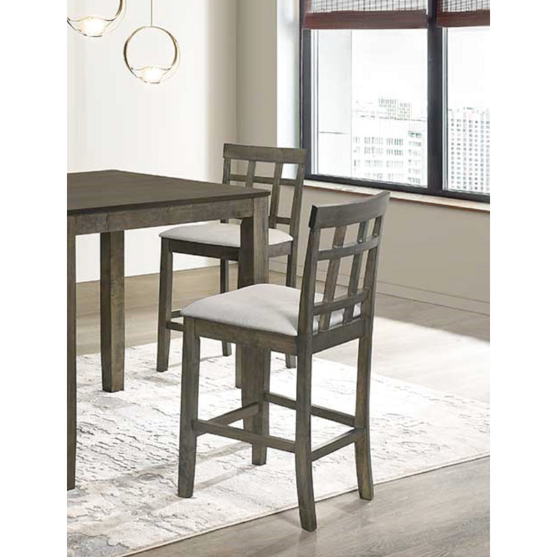 Chaises de salle à manger à hauteur de comptoir Cool Grey Cool avec sièges rembourrés et dossier à lattes - 2 pièces pour salle de lavage