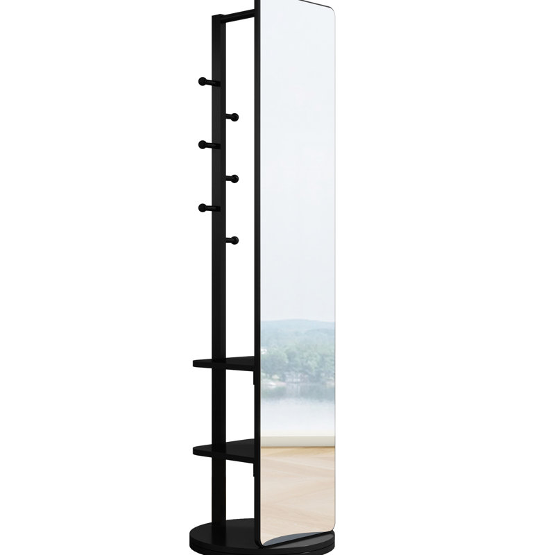 Miroir noir complet pour la maison, largeur du miroir 68,8 x 19,6 po 15,7 po, bois massif et caoutchouc avec surface en verre pour le corps de la chambre à coucher en noir, panneau de cadre 68,8 x 19,6 po