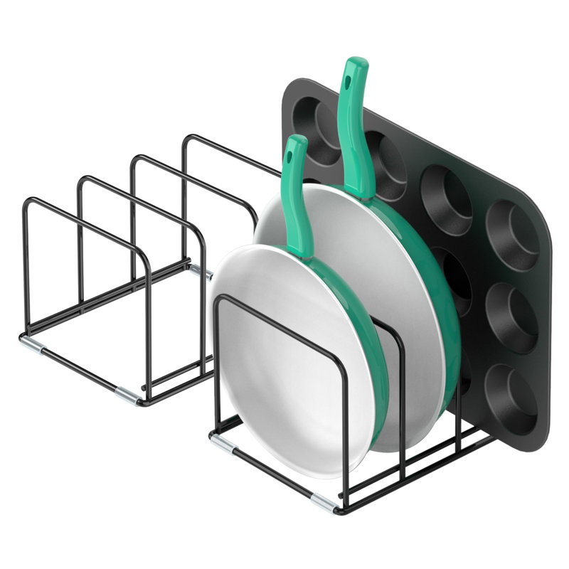 Steel Cookware Organizer with Divided Slots for Pans, Trays, and Cutting Boards