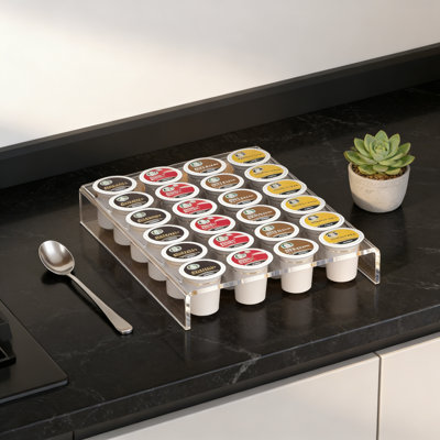 Clear Acrylic K-Cup Drawer Organizer Tray, Holds 24 Coffee Pods For Countertop Or Cabinet Storage, Space-Saving Coffee Capsule Holder For Kitchen And Office