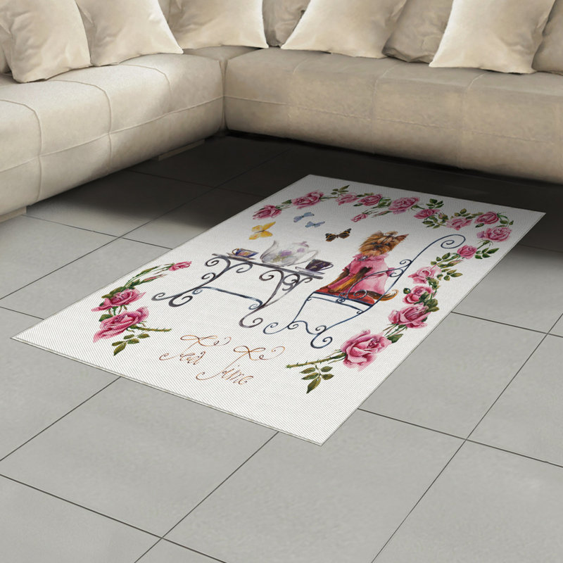 Tapis décoratif en fibre de polyester à haute densité Yorkie, Rectangle— 4 pi x 5 pi 8 po