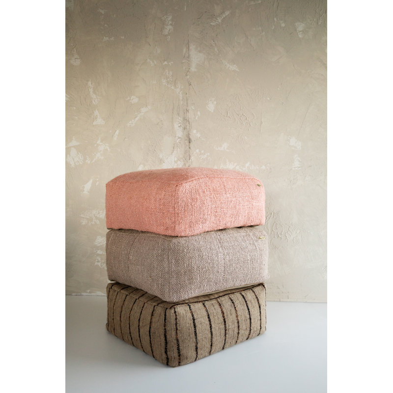 60 cm W Cotton Ottoman, Pink