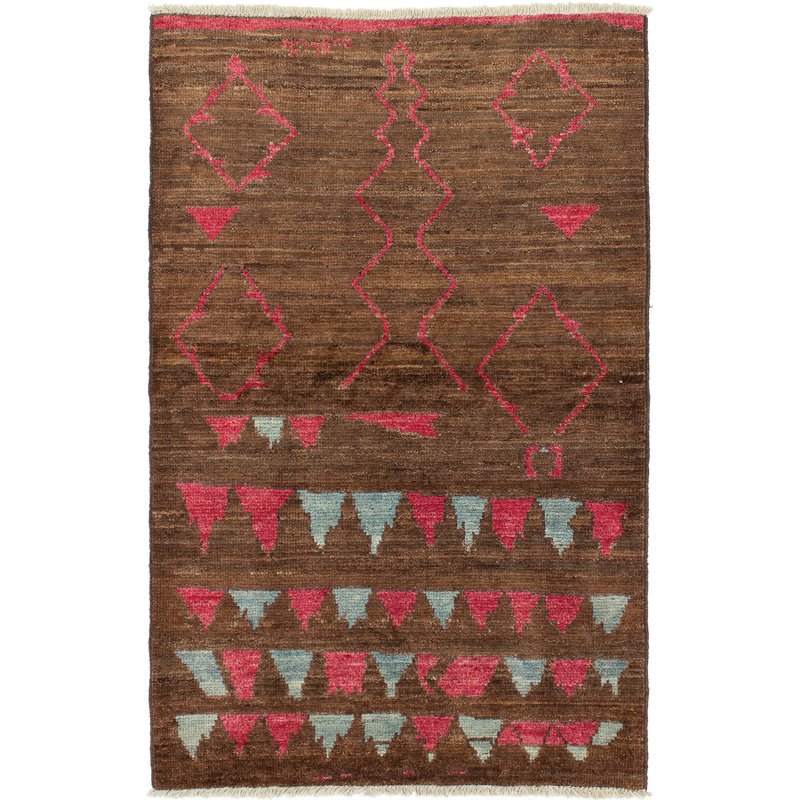 Tapis intérieur en laine 4 pi 2 po x 6 pi 7 po à la main one-of-kind-noué la 2010 shalimar brun Céline