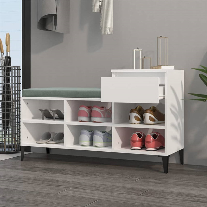 6 Pair Shoe Storage Cabinet, High Gloss White