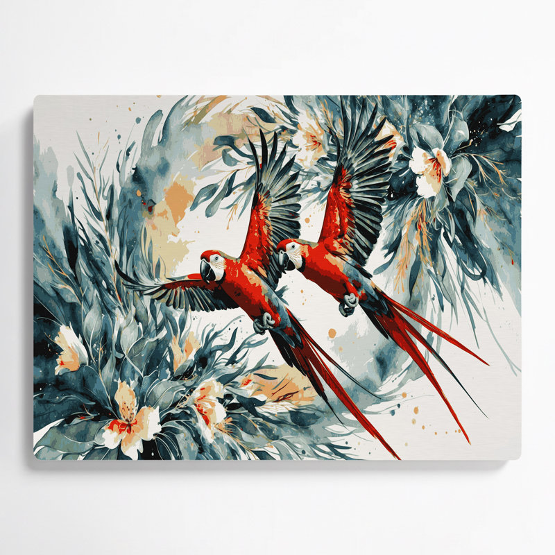 Oiseaux, art mural blanc, perroquet, roi australien, H 20 po x l 24 po