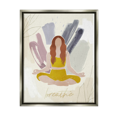 Abstrait, personne, méditation, yoga, respirer, texte, botanique, toile, par Victoria Barnes