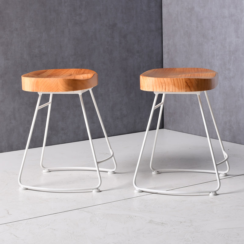 Underclift Counter Stool with Metal Frame, Oak/White