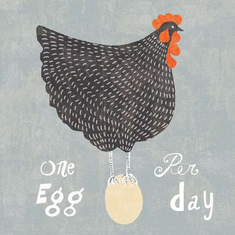 «Fresh Eggs I» par Sue Schlabach, impression sur toile tendue, H 48 po x l 48 po x P 1,5 po, Toile tendue, Pas de tapis