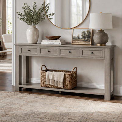 Console Sofa Table with Storage Drawers and Bottom Shelf, Entryway Hallway Table