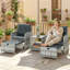 Ensemble de meubles de patio 5 pièces avec coussins de repose-pieds, brun / bleu-490565442-490565444