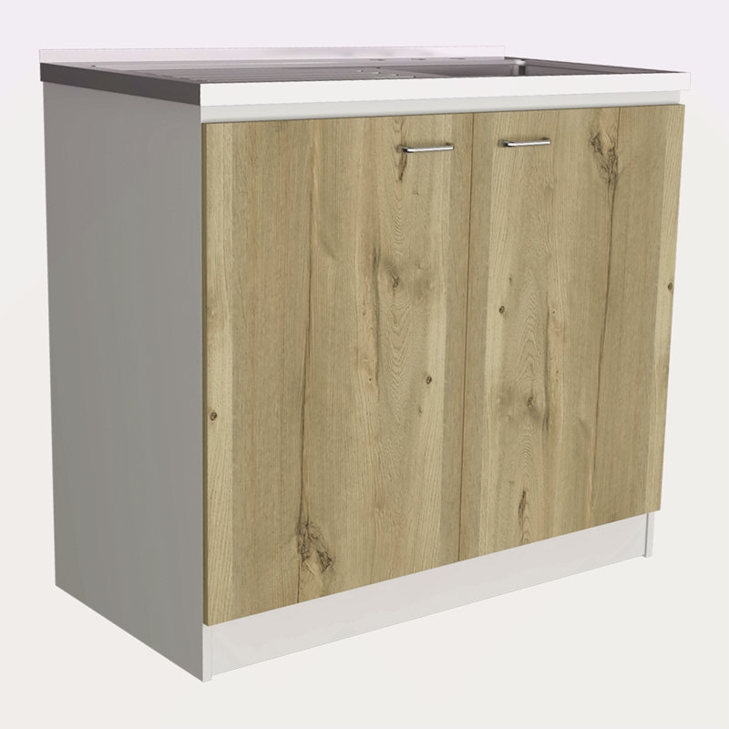 Rectangle 2-Door Utility Sink And Cabinet, Natural
