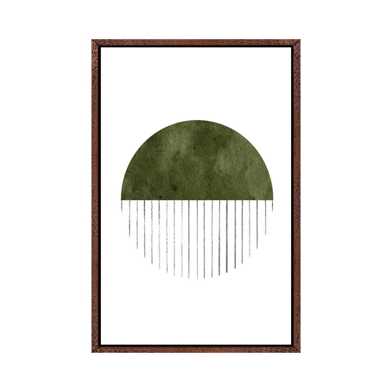 Dark Green Circle Art 1 Piece Painting on Canvas, 66.04cm H x 45.72cm W x 3.81cm D, Classic Brown Wood Framed