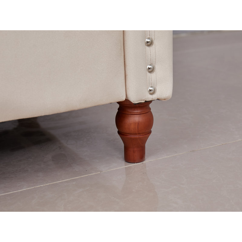 Causeuse rembourrée capitonnée beige pour 2 personnes, Beige