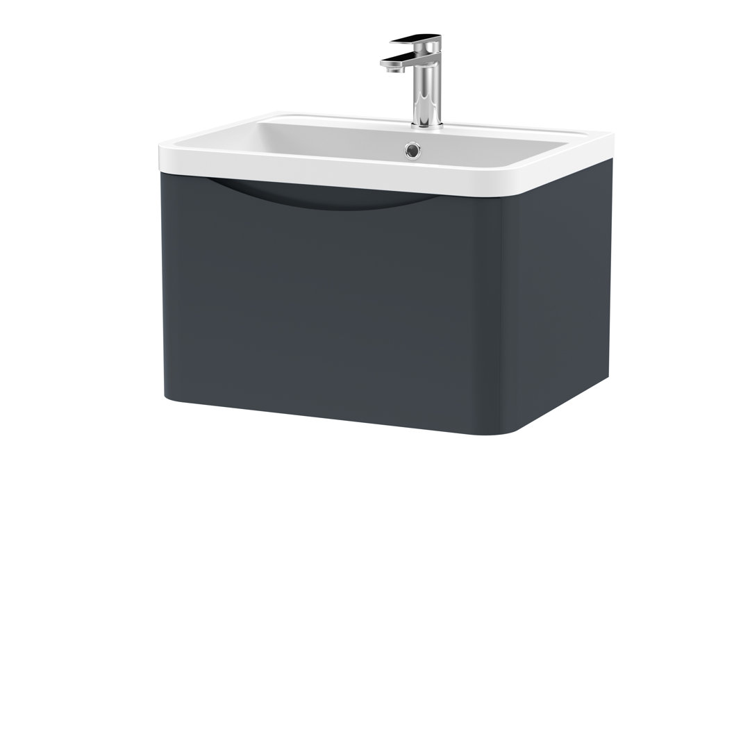 Nuie Soft Black Lunar Satin Wall Hung Single Drawer Vanity Unit And Polymarble Basin | | Mdf | 600Mm - Image 3