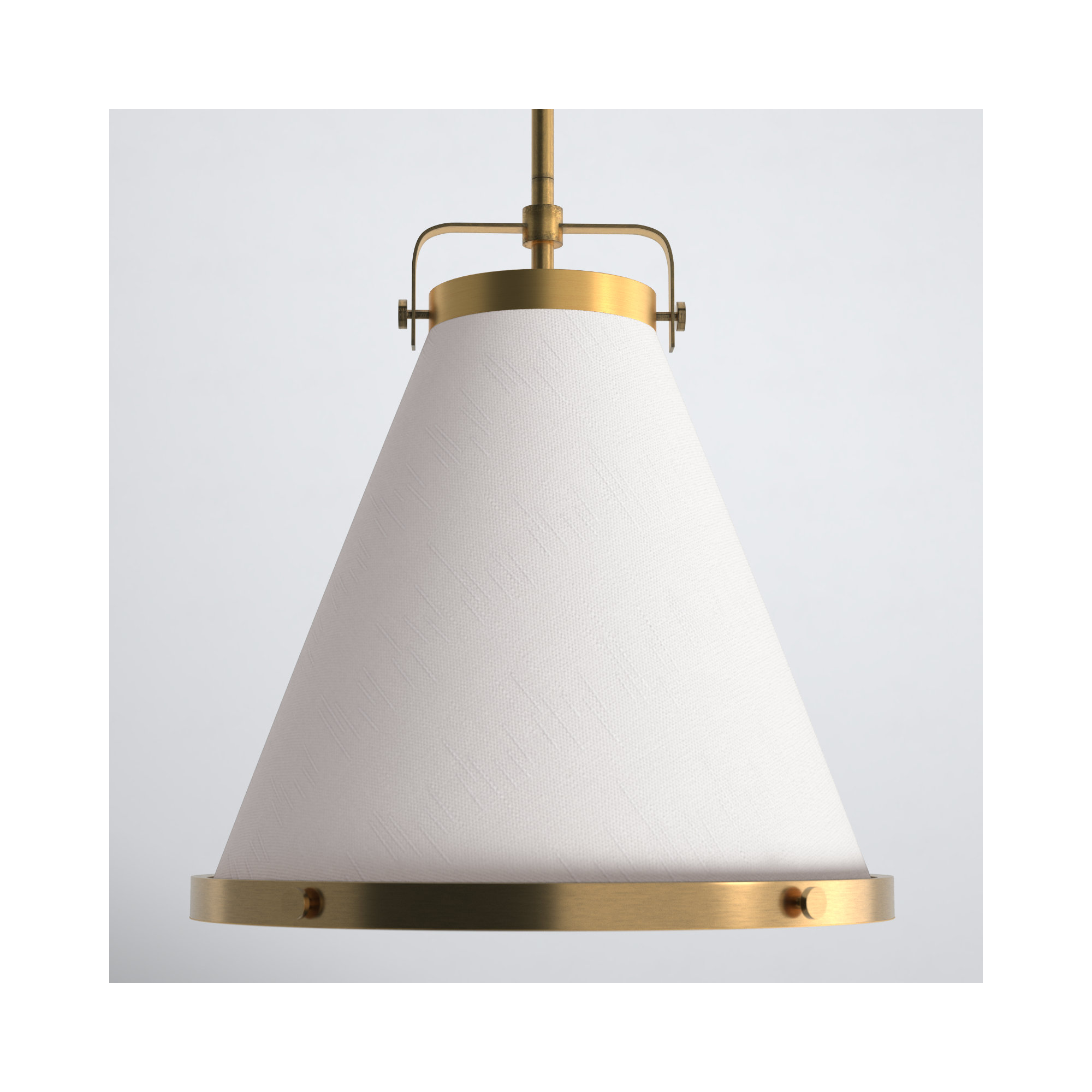 Coco Single Light Cotton / Cotton Blend Dimmable Pendant, 17.75" H x 16" W x 16" D, Lacquered Brass