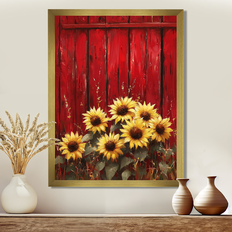 Draylan - Floral Canvas Art Print, H 32 po x l 24 po, Doré, Picture Framed