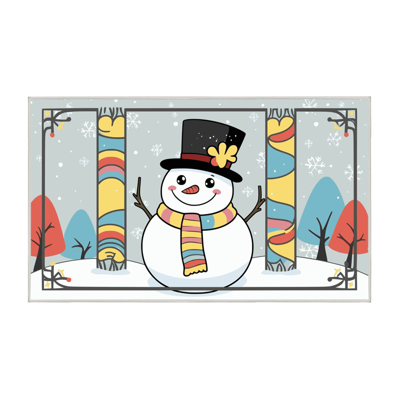 The Holiday Aisle® Washable Christmas Winter Holiday Rug, Rectangle 8' x 12'
