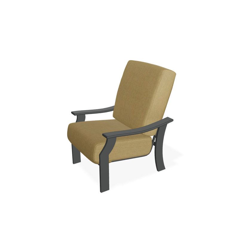 St. Catherine Outdoor Lounge Chair, Textured Graphite, Canvas Heather Beige Sunbrella® Canvas
