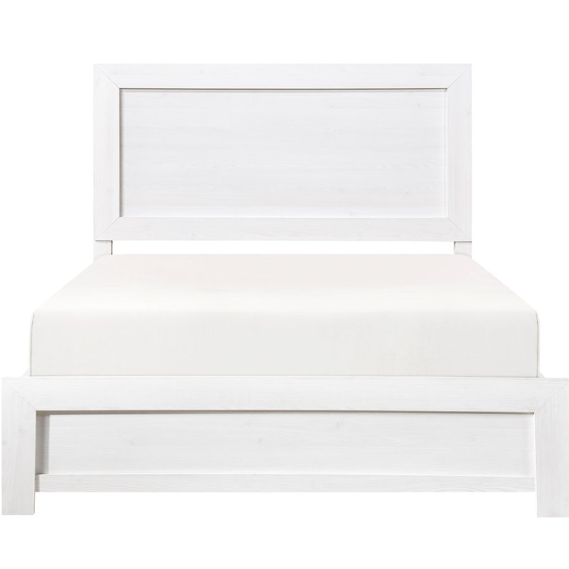 Bedroom Queen Size Bed In White, Made Of Wood And Rails, Headboard, , Rails Composed Headboard, White, Queen