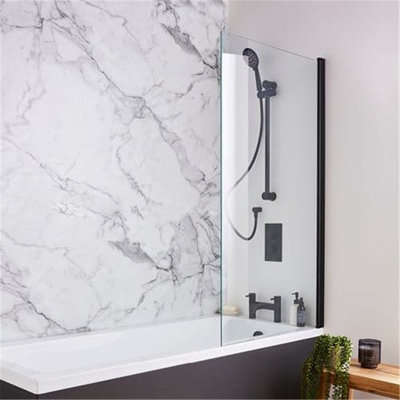 Clifton 78mm 780mm W x 1435mm H Pivot Semi-Frameless Tub Door with Glass
