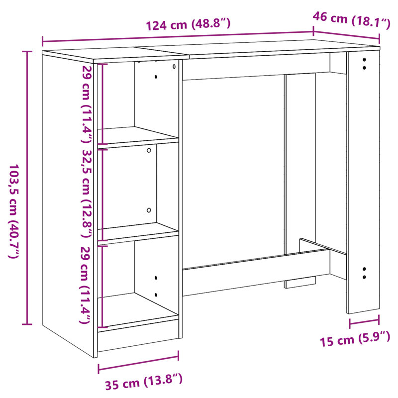 2 - Person Rectangular 102Cm L Outdoor Standing Height Table
