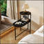 Table basse ronde avec plateau de rangement, conception à 2 niveaux pour le salon, finition noire, polyvalente et élégante-595430909-595430896