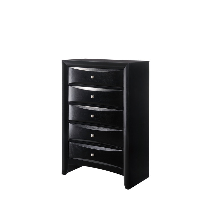 Mobilier de chambre en bois massif 1 pièce 1 tiroir contemporain en bois massif, Noir