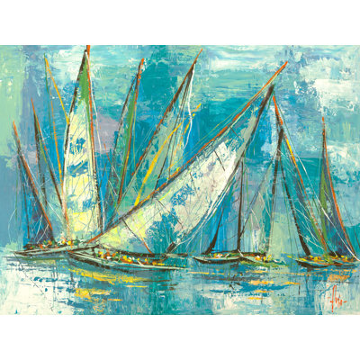 Aquamarine Sailboats by Luigi Florio - Wrapped Canvas Art Prints
