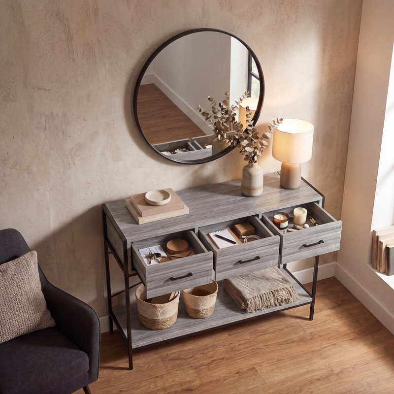 Sylvie 100Cm Console Table, Grey, Grey/Black