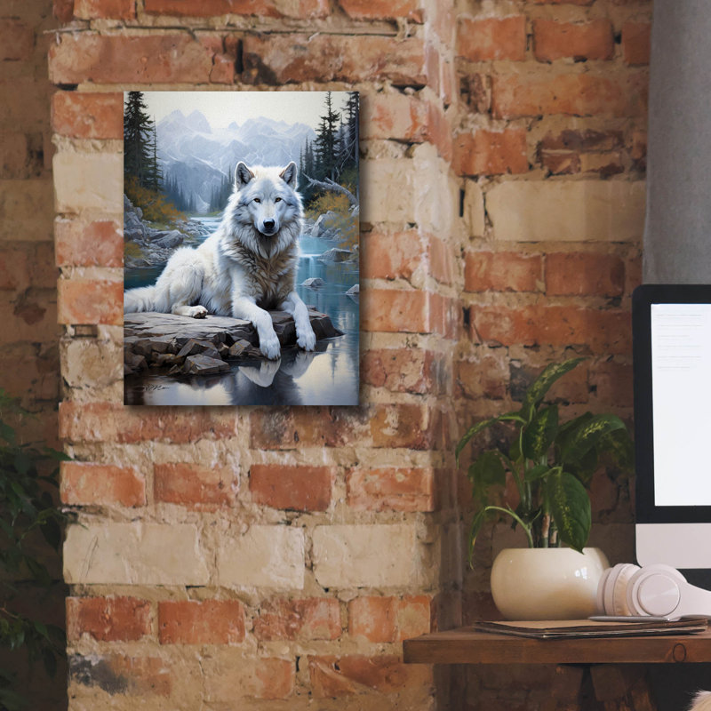 Toile épique «White Wolf Parmi La Glace» par Momart, H 16 po x l 12 po x P 0,75 po