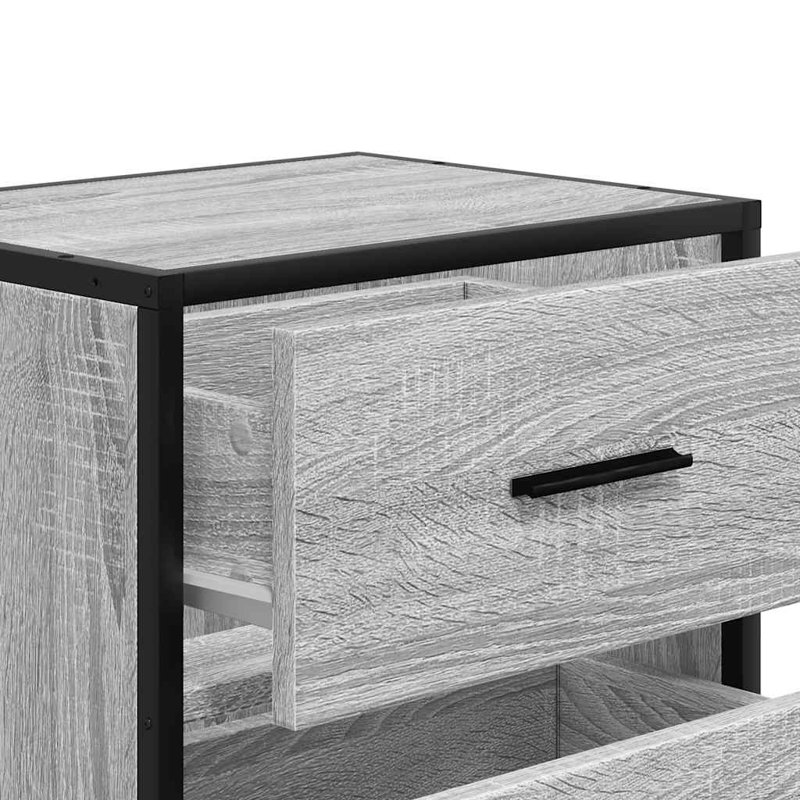 40cm W Metal Bedside Table, Grey Sonoma