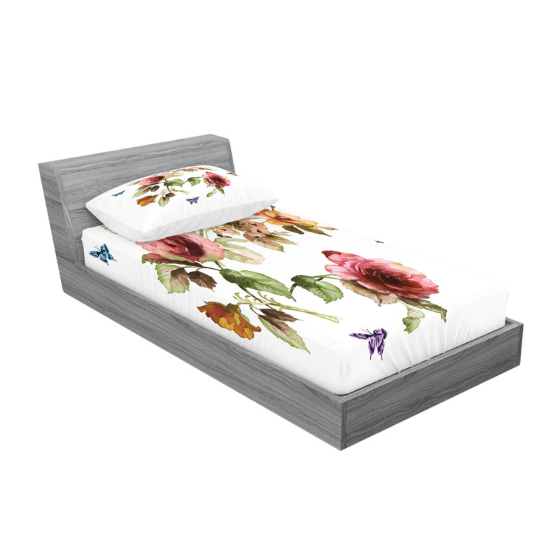 Multicolore drap-housse et coussin décoratif Ambesonne, Ensemble de draps pour lit simple + 5 pièces supp