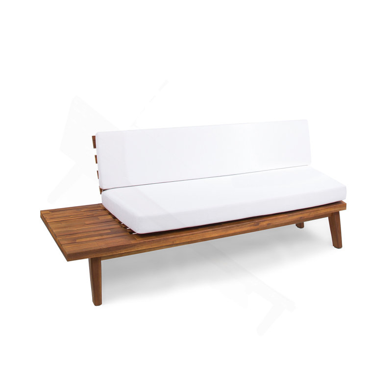 2 places assises à gauche, Face à la droite, Coussin blanc / structure en bois