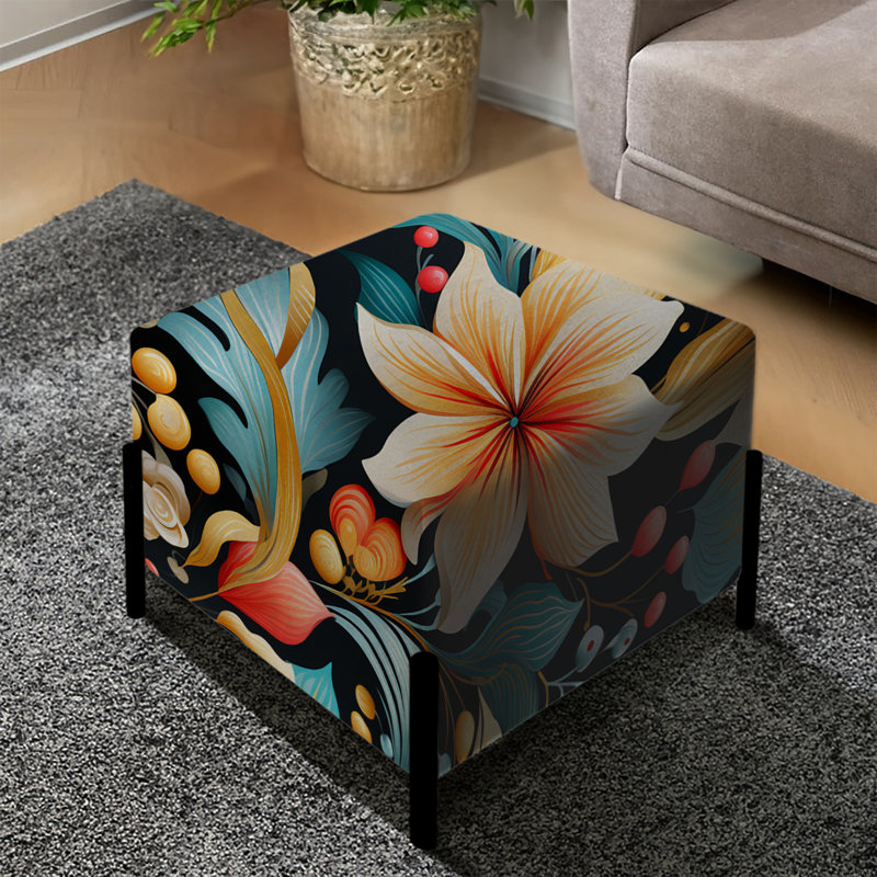Volant vintage à motif floral cachemire - repose-pieds carré à motif cachemire