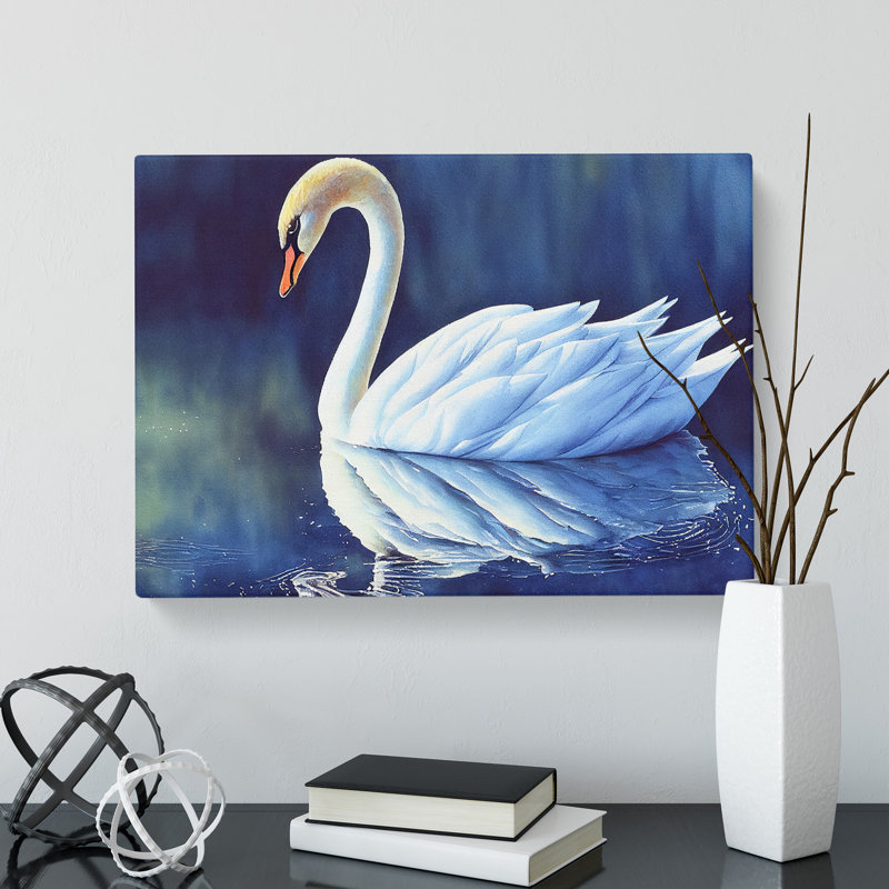 Swan Watercolour Vol.2 - Wrapped Canvas Print, 50cm H x 76cm W x 3cm D