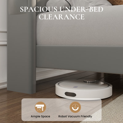 Modern Velvet Upholstered Platform Bed with Wingback Headboard, Charging Station, LED Lights & 2 Drawers
