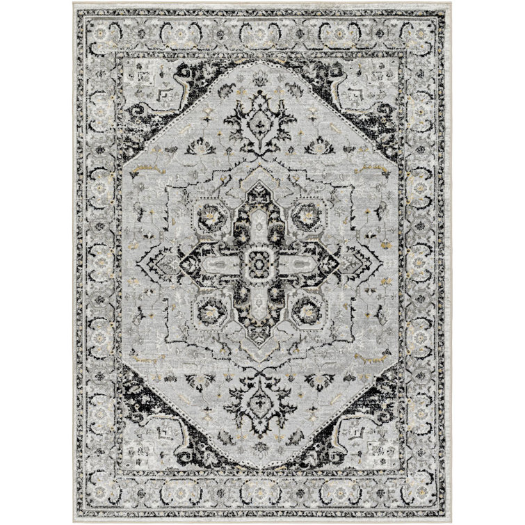 Mikel Traditional Charcoal Area Rug